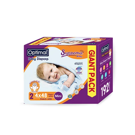 Optimal Giant Pack Baby Diapers 2 (3-6 Kg)-192 Pcs Mini