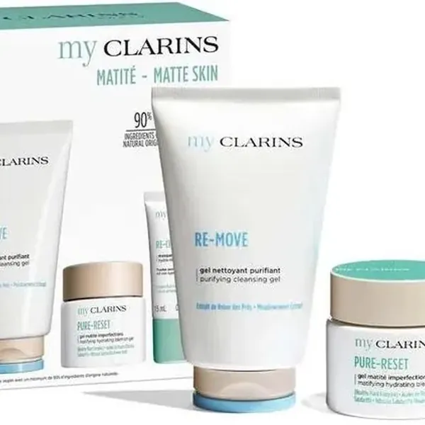 Pure-Reset Gel Mattifying and Purifying Skincare Set for Young Skin, clarins