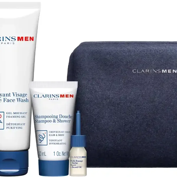 Men's Hydration Gift Set with Face Wash, Balm, and Shower Gel clarins