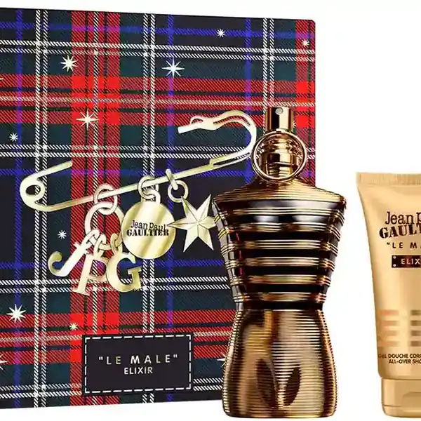 Le Male Elixir Parfum Gift Set for Men, 125ml + Mini + Shower Gel by Jean Paul Gaultier