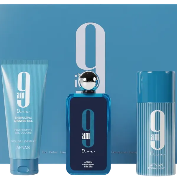 9am Dive Eau de Parfum Gift Set with Shower Gel and Deodorant by Afnan