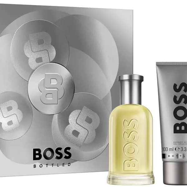 Boss Bottled men's fragrance gift set with EDT, shower gel, deodorant