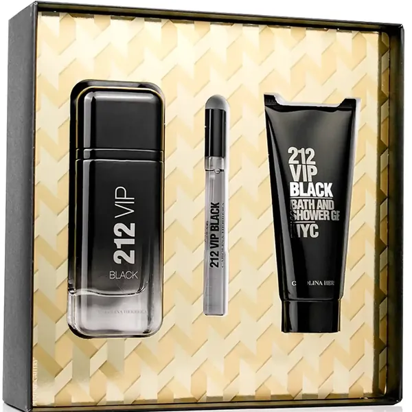 212 VIP Black Eau de Parfum Gift Set for Men, 3 Piece Set, Carolina Herrera