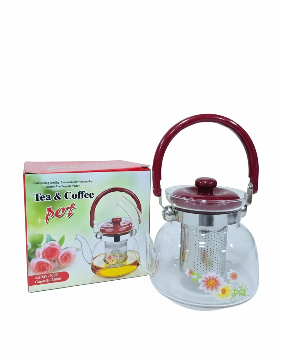 Tea & Coffee Pot with Floral Design and Stainless Steel Infuser - 850ml