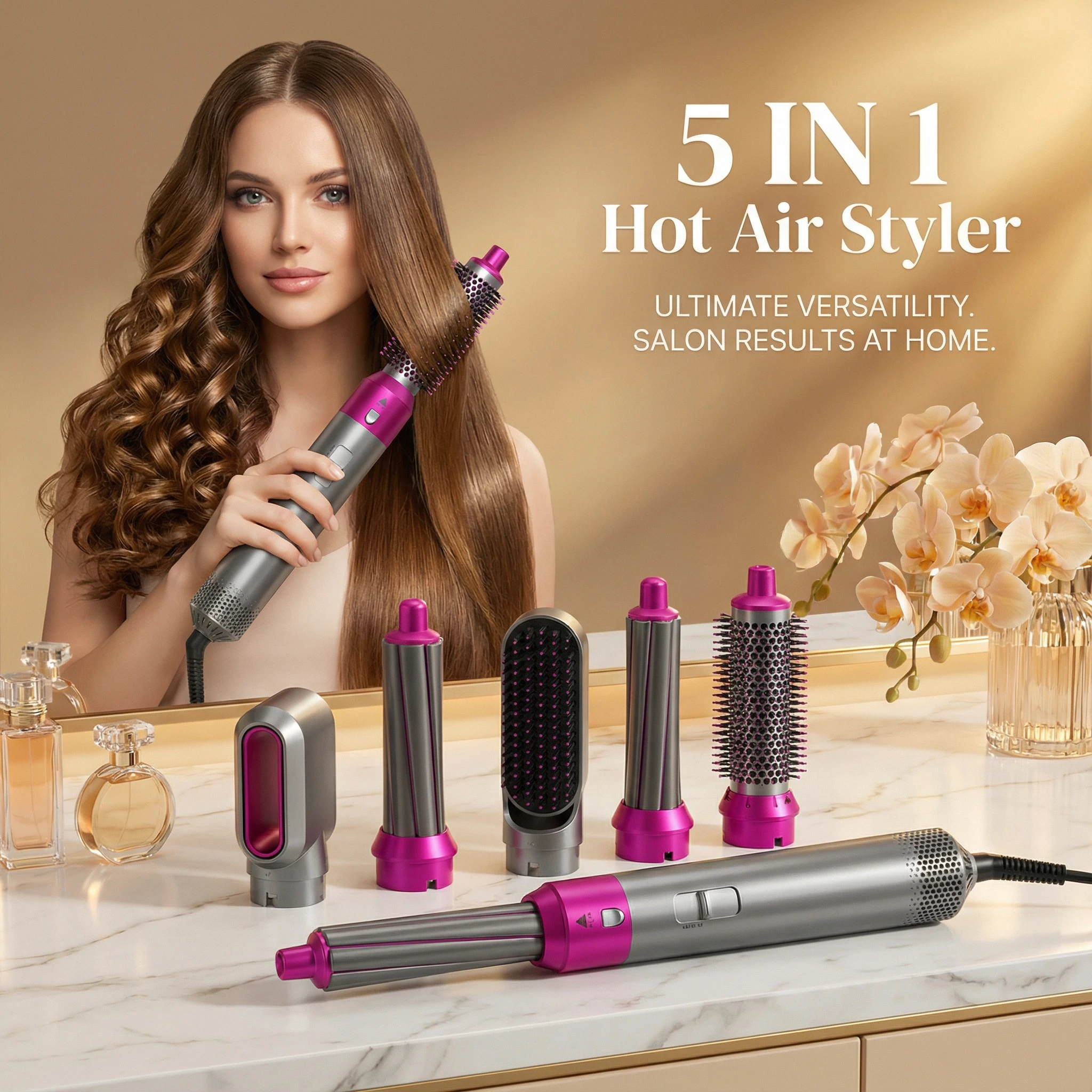 5-in-1 Hot Air Hair Styling Tool with Anti-Static Protection / Hair Styler
