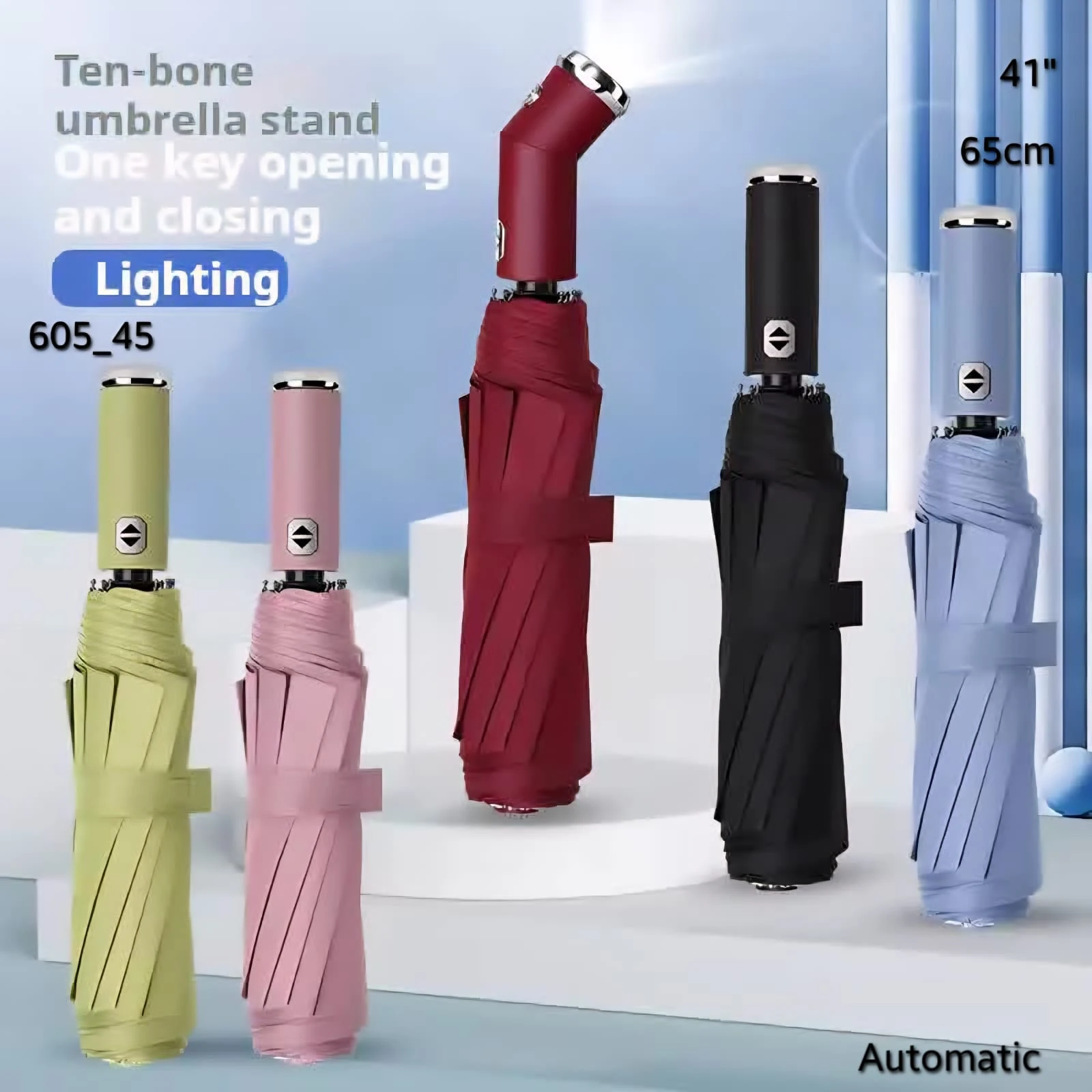 Automatic Ten-Bone Umbrella with LED Lighting
