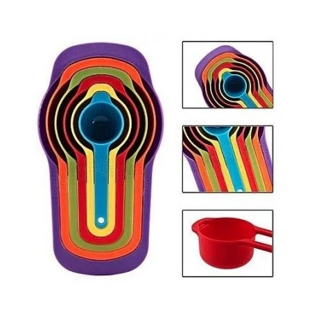 Set Of Colorful Plastic Baking Measuring Spoons 6 Pcs