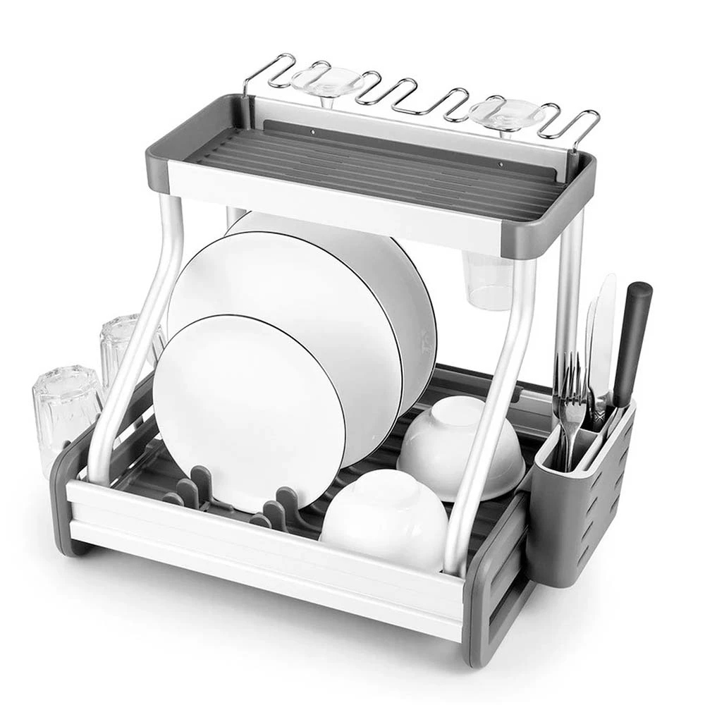 2-Tier DesignÂ â€“ accommodates plates, bowls, and utensils on two levelsAluminum Body