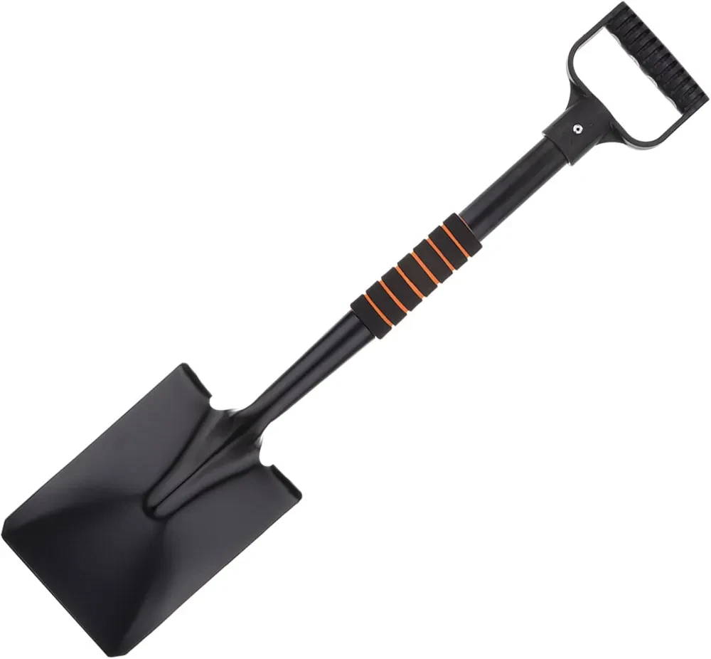 HARFINGTON Multifunctional Folding Camping Shovels 68cm Length Plastic Multi-Purpose Gardening Shovel with D-Grip Handle for Outdoor Camping Hiking, Black