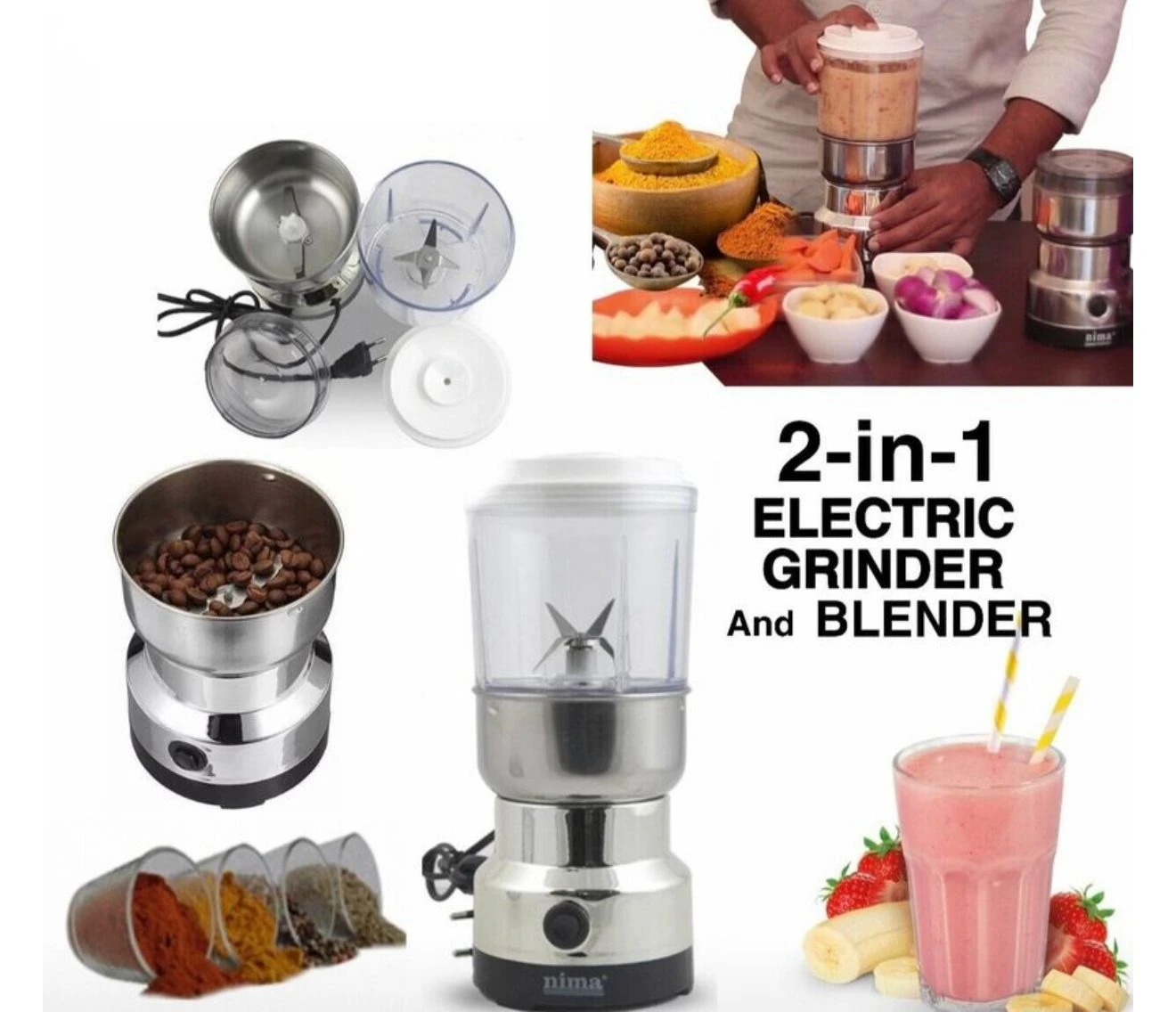 nima 2-in-1 Electric Grinder and Blender