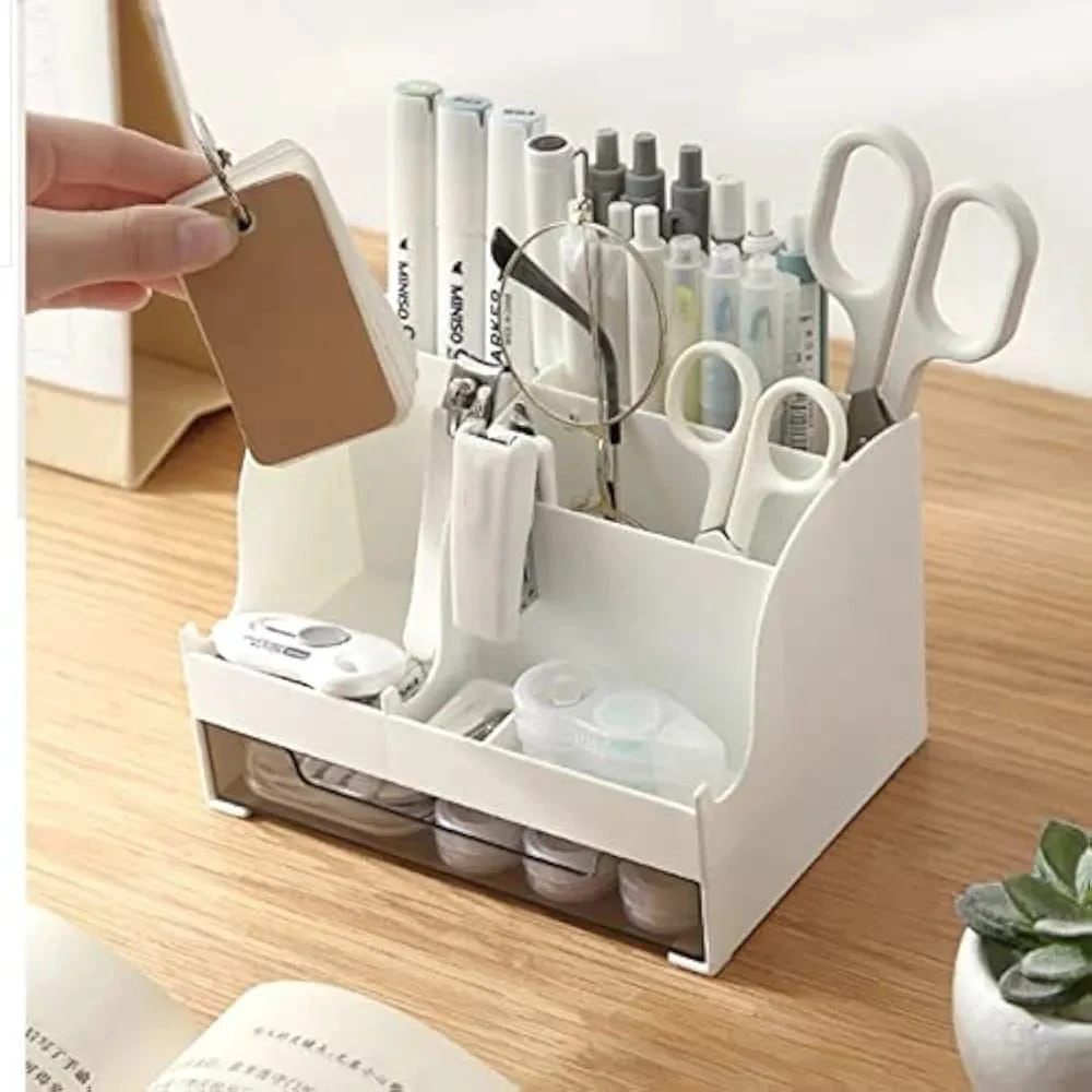 Desktop Organizer with Drawer and Compartments