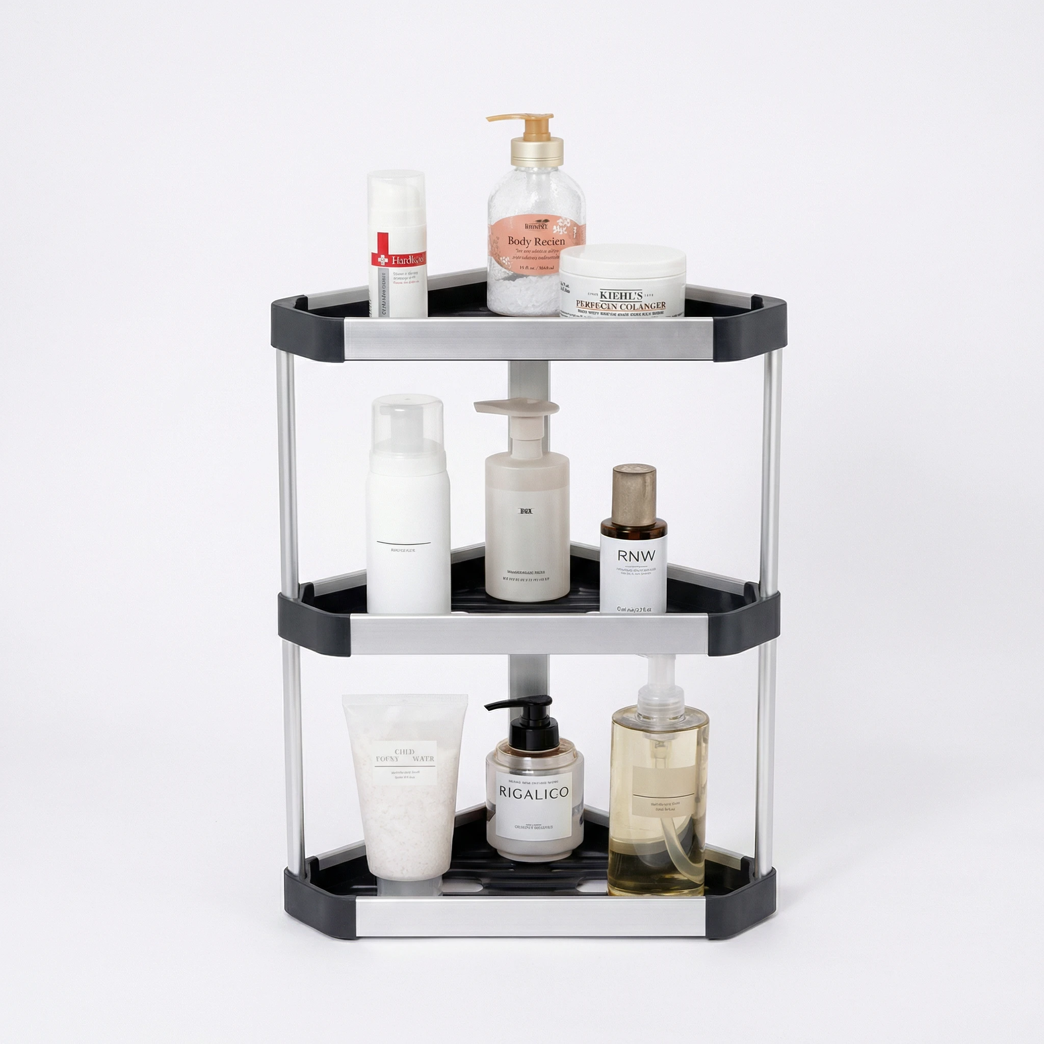 Aluminum 3-Tier Corner Rack / Bathroom Organizer Shelves