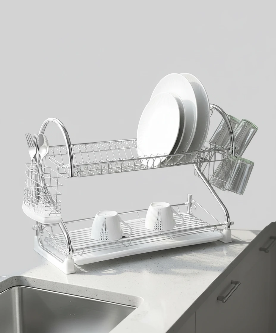 2 Tier Chrome Dish Drying Rack