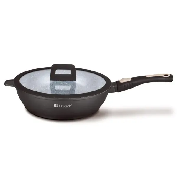 Nonstick Deep Saute Pan with Lid, 28cm Deep Fry Pan