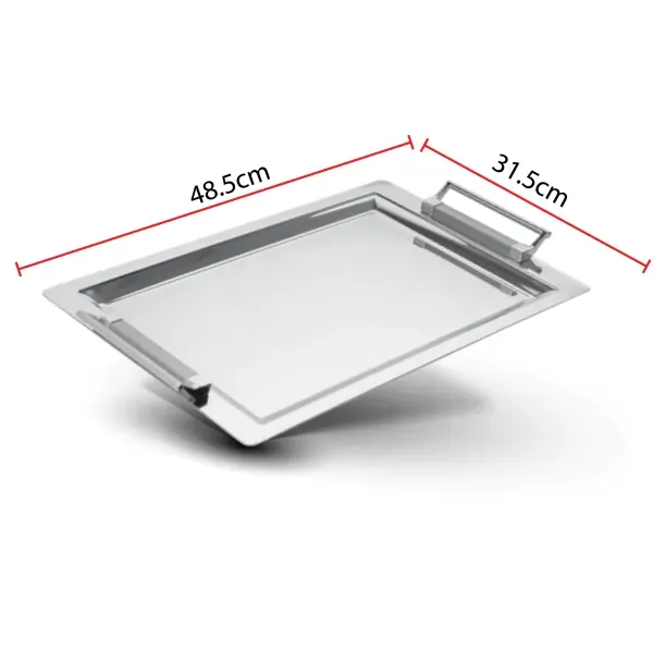 Silver Serving Tray with Bench Design, Elegant Tableware