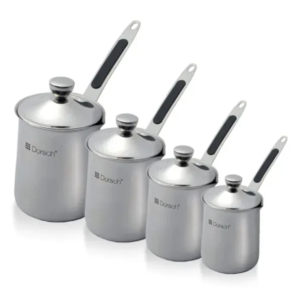 Stainless Steel Turkish Coffee Pots Set, 4 Sizes for Coffee & Milk