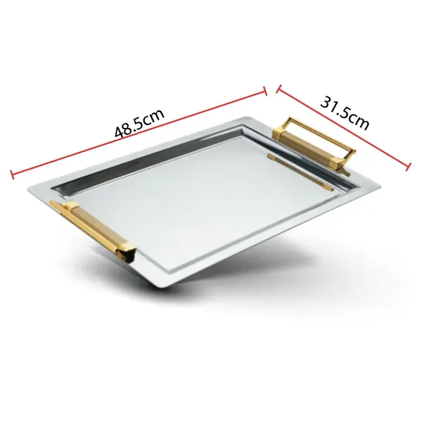 Gold Serving Tray with Handles, Elegant Bench Design