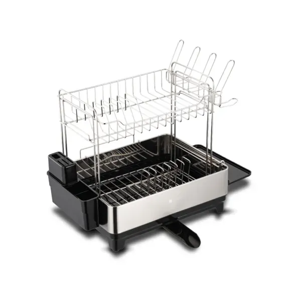 Stainless Steel 2-Tier Dish Rack with Drip Tray, Space-Saving