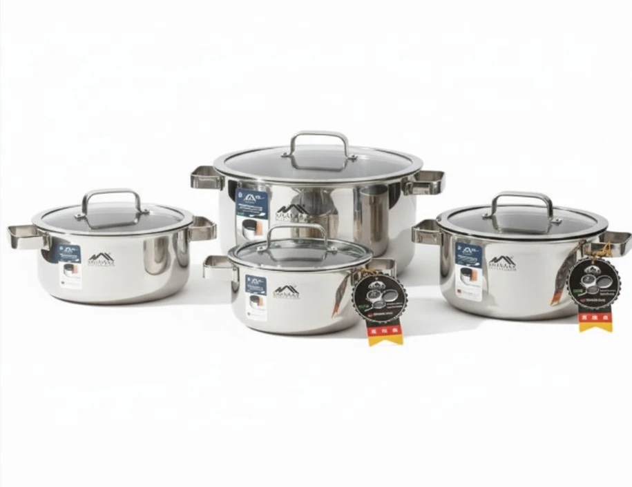 Tri-Ply Stainless Steel Nonstick Cookware Set 8 Pieces, Momaz Bavaria Series