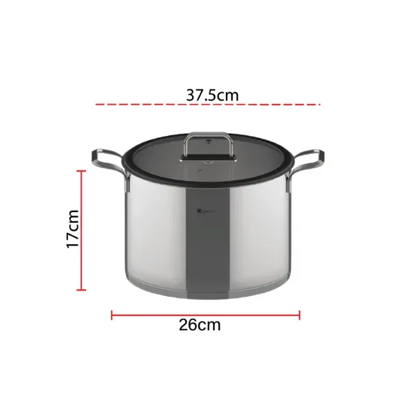 Stainless steel cooking pot 26cm 8.7L with lid, Dorsch