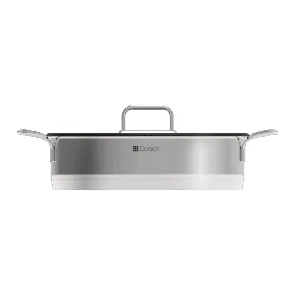 Stainless steel low casserole 32cm for versatile cooking, dorsch