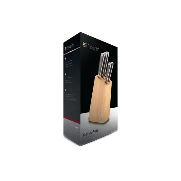 6 Piece Hollow Knife Set with Wooden Block, Stainless Steel