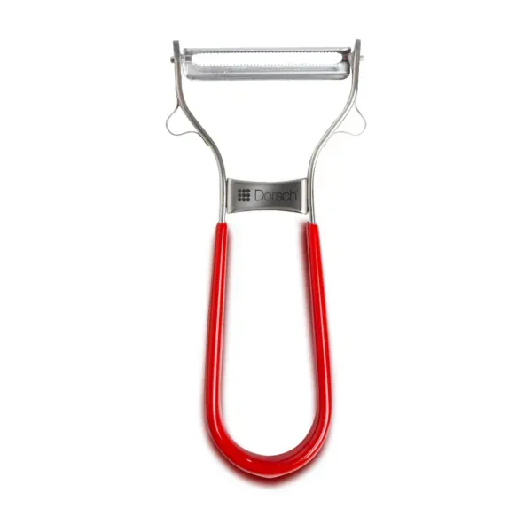 Serrated vegetable and fruit peeler with ergonomic handle