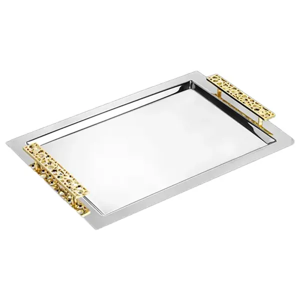 Gold oriental serving tray for home and parties