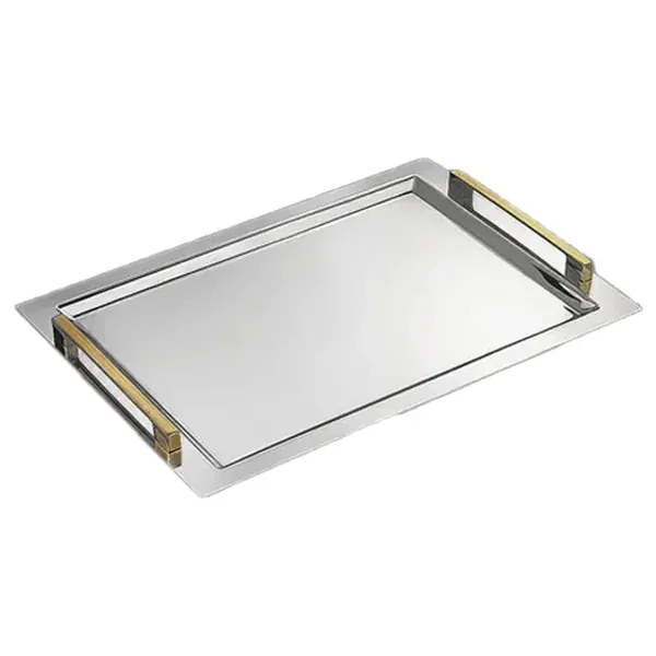 Mira gold serving tray, elegant metal platter for home entertaining