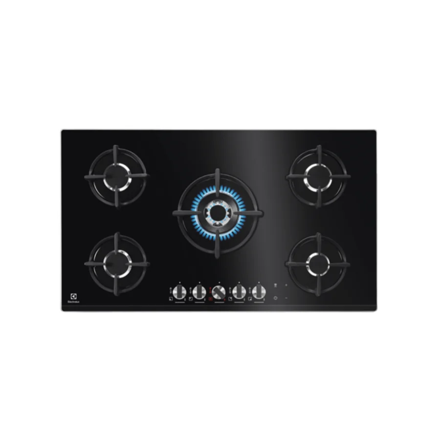 90cm Gas on Glass Hob with LED Indicators, Black, Electrolux