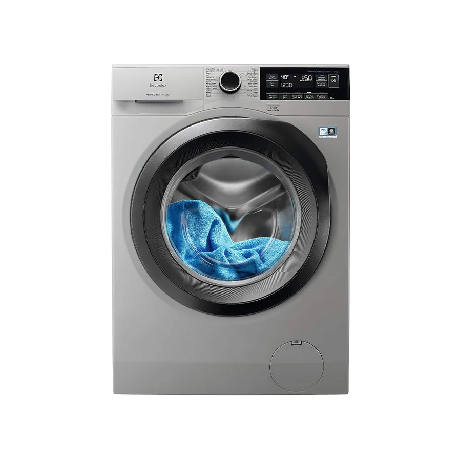 8kg front load washing machine with steam care and inverter motor, silver, Electrolux