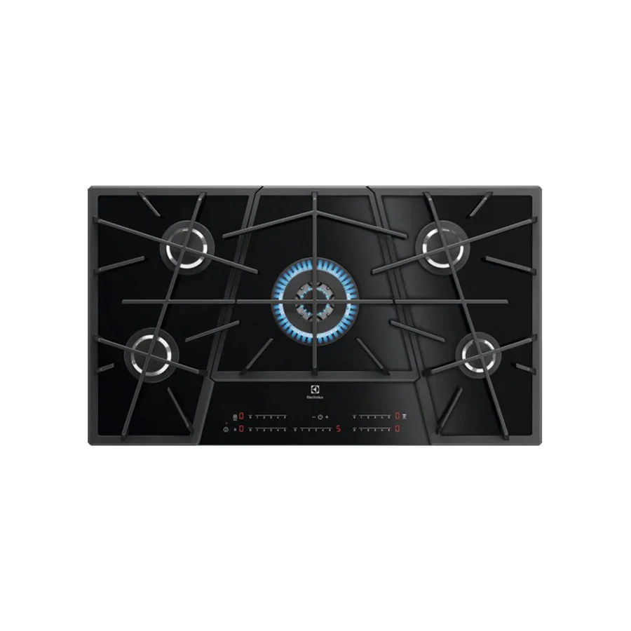 90cm 5-Burner Gas Ceramic Hob with Touch Controls, Black, Electrolux