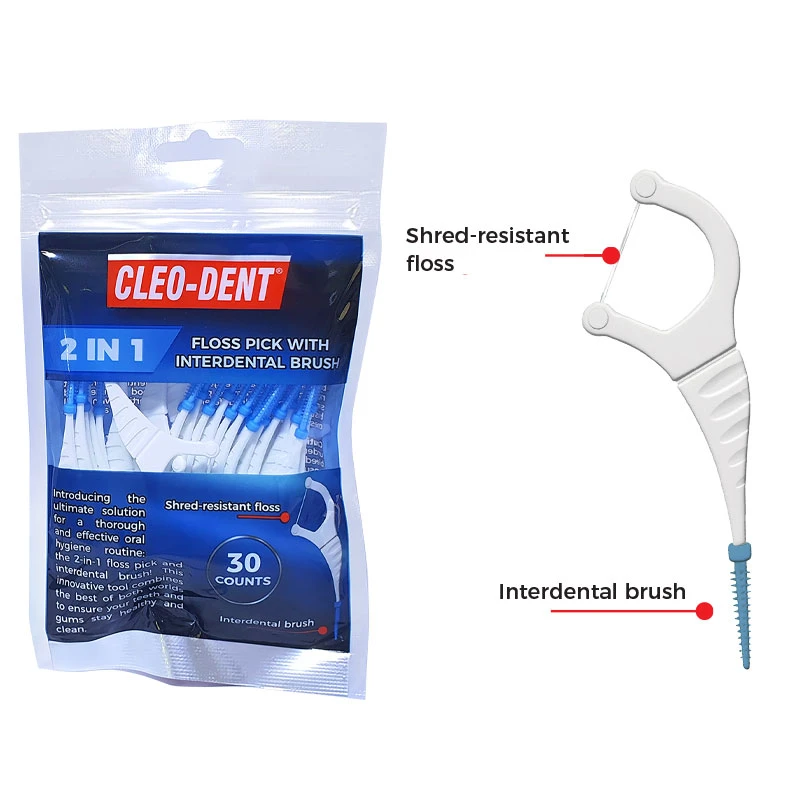 2 In 1 Floss Pick With Interdental Brush