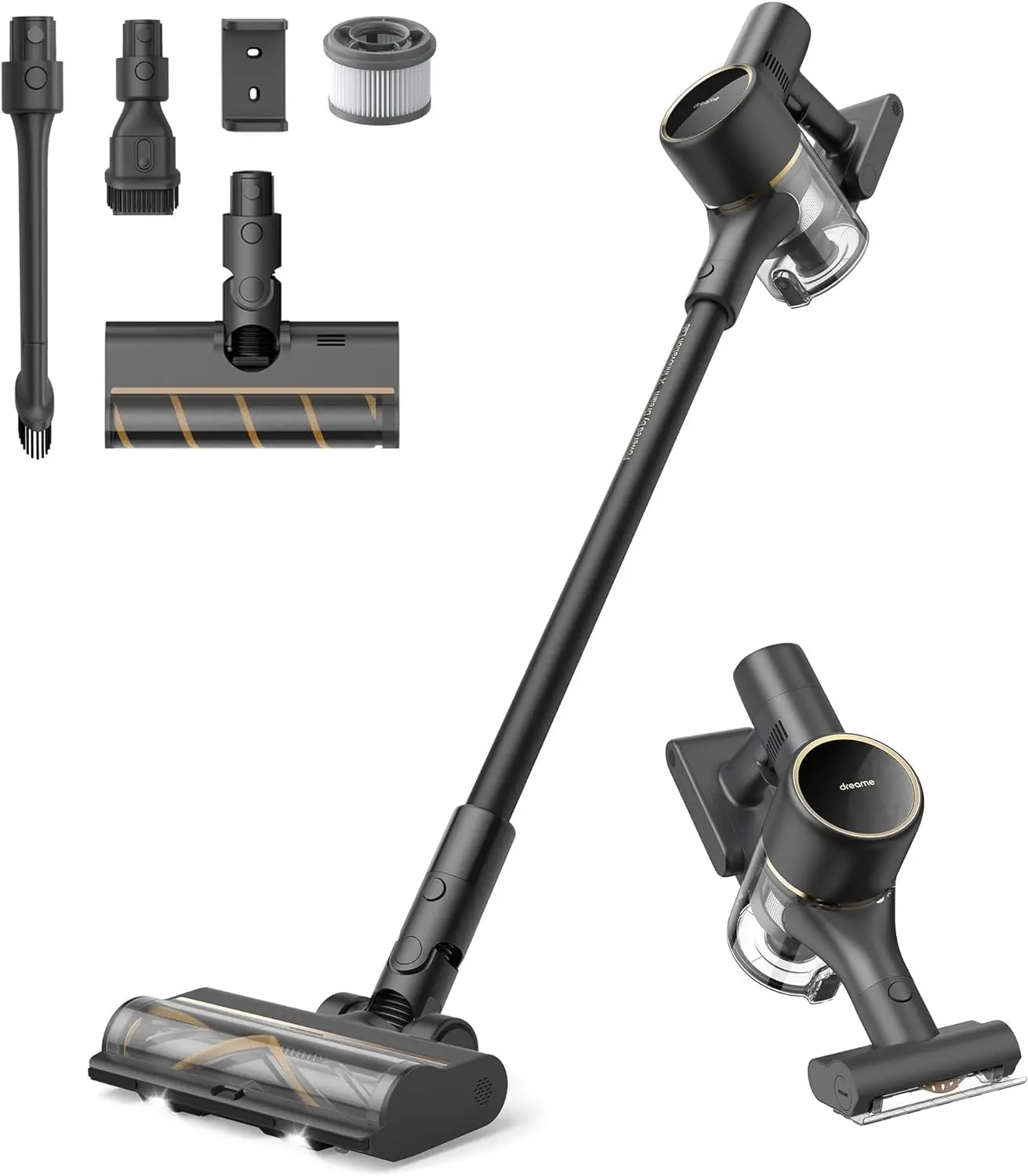 R10 Pro Cordless Stick Vacuum Cleaner with LED Light, Black, dreame