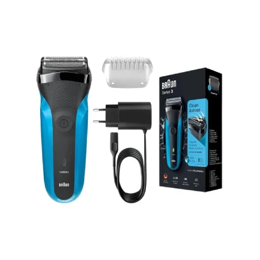 Black & Blue Series 3 Shaver with Flexible Blades, Wet & Dry, Braun