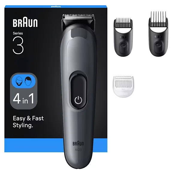All-in-One Beard and Hair Trimmer Kit with 14 Length Settings, Braun