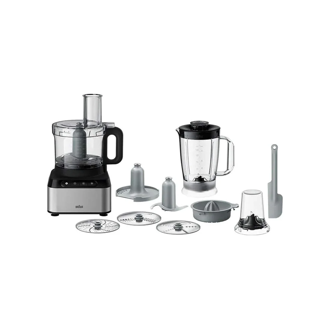 PureEase Silver Food Processor 2.1L with Attachments, Braun