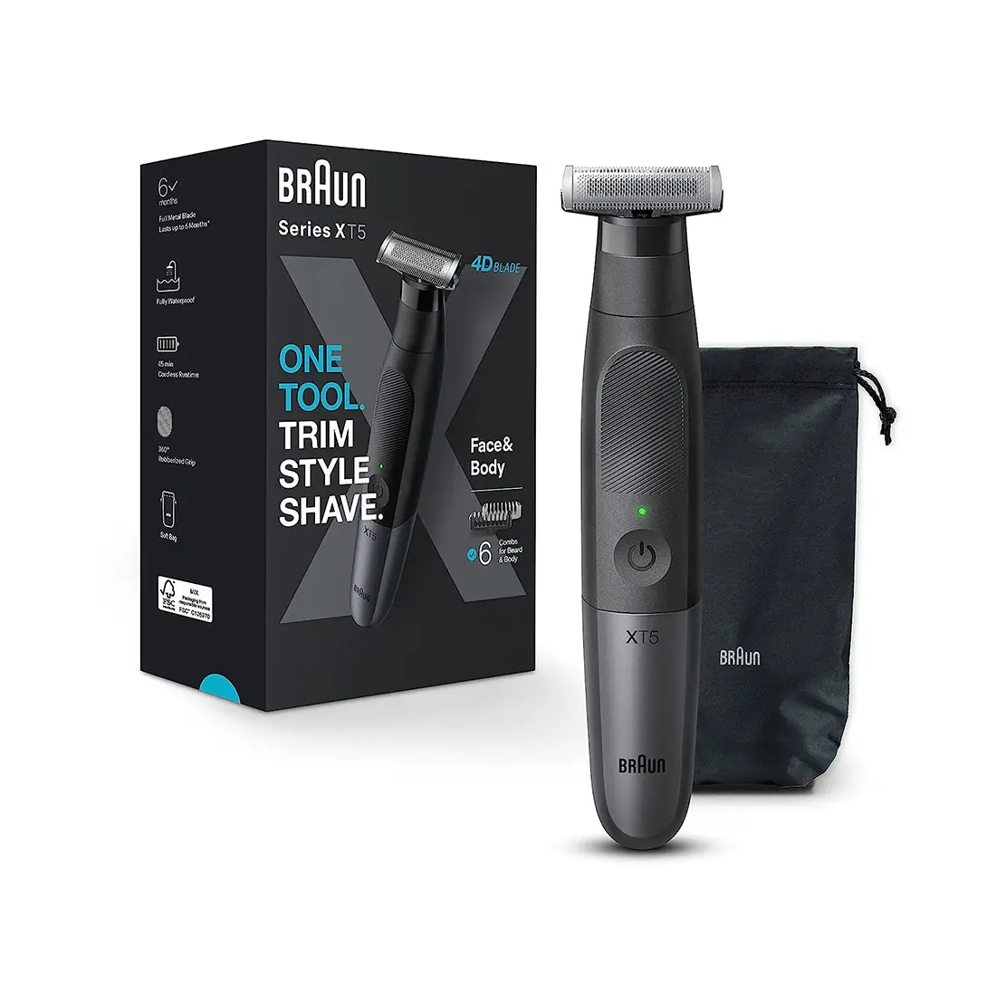 Wet & Dry 4D-Blade Shaver and Trimmer for Men, Face and Body, XT5200 by Braun