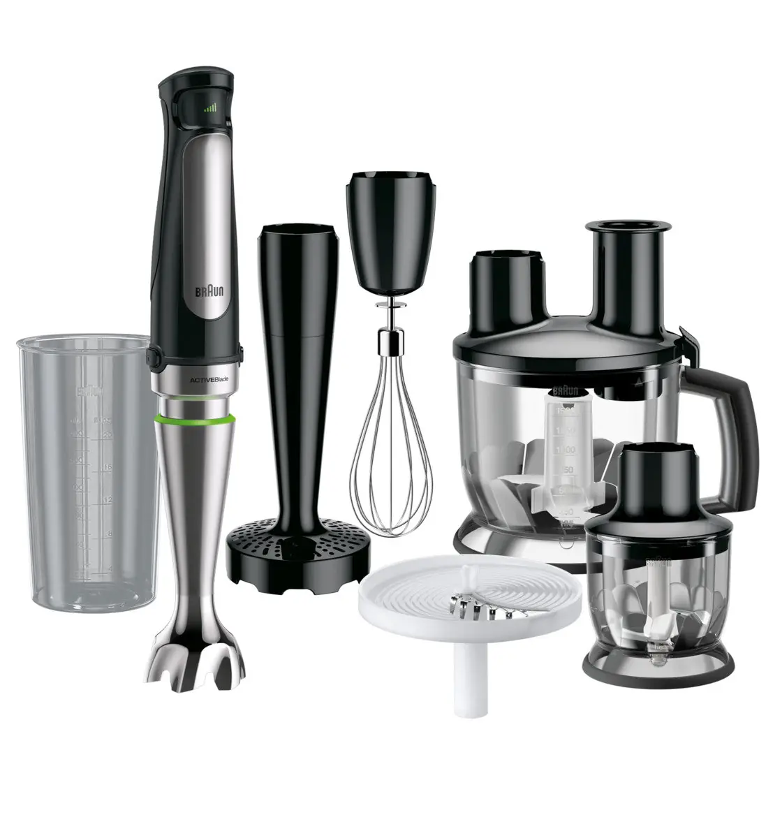 MultiQuick 7 Hand Blender MQ7087X with Attachments, Black, 1000W by Braun