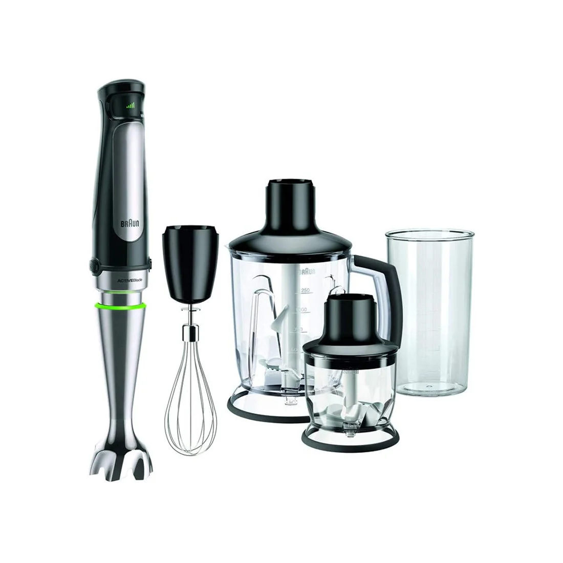 MultiQuick 7 Black Hand Blender with Chopper and Ice Crusher, braun
