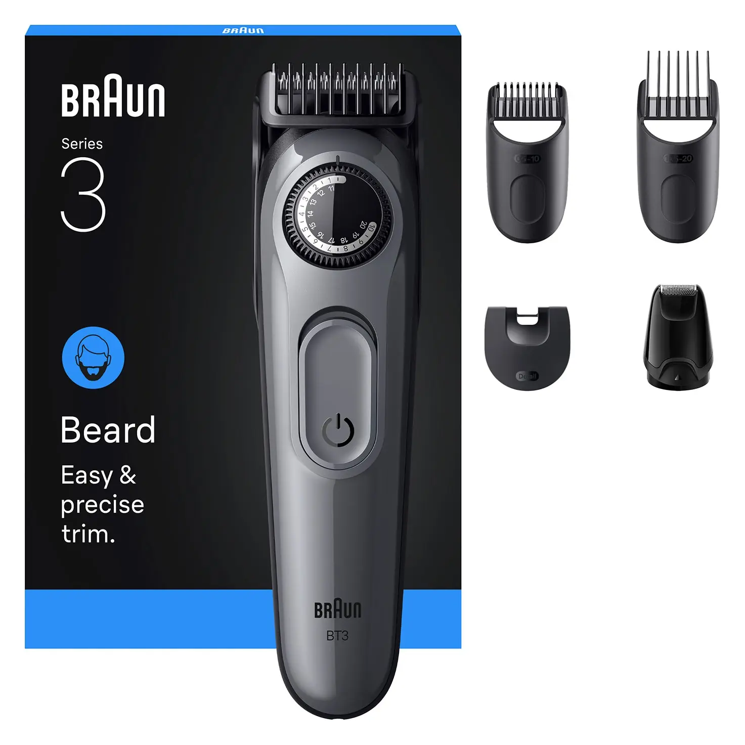 Beard Trimmer Series 3 BT3560 with PrecisionWheel, 40 Lengths