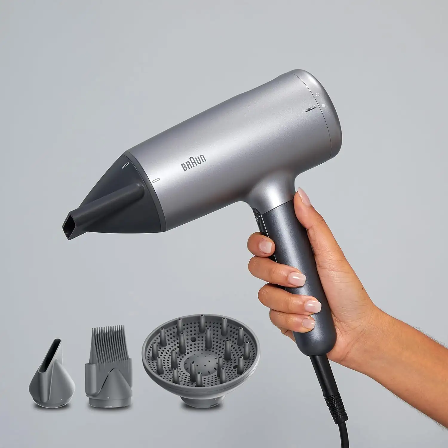 Electro Grey 2200W High-Performance Hair Dryer with Ionic Care, HD4.3 by Braun