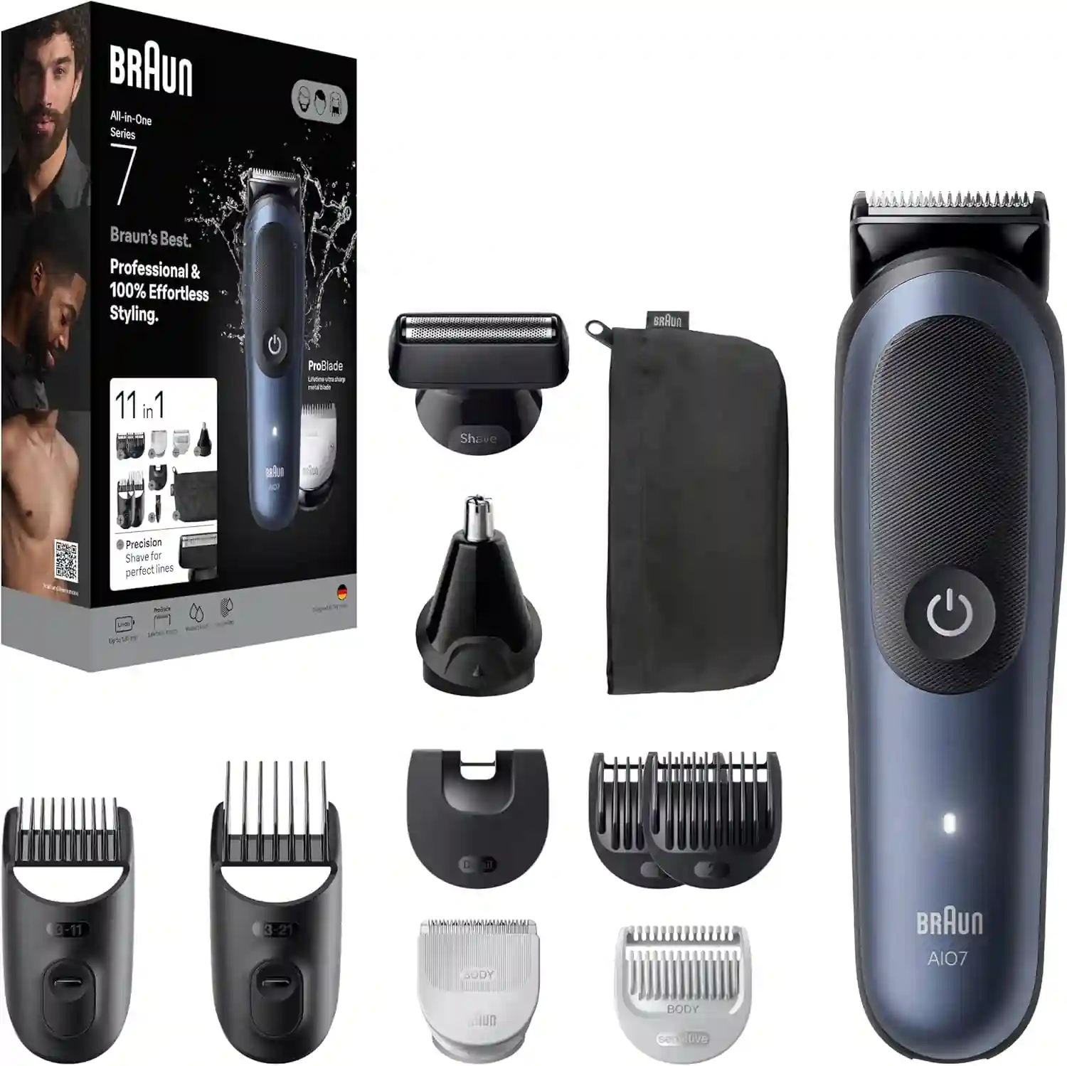 All-in-One 11-in-1 Grooming Kit with Precision Trimmer, 14 Lengths, waterproof, Braun