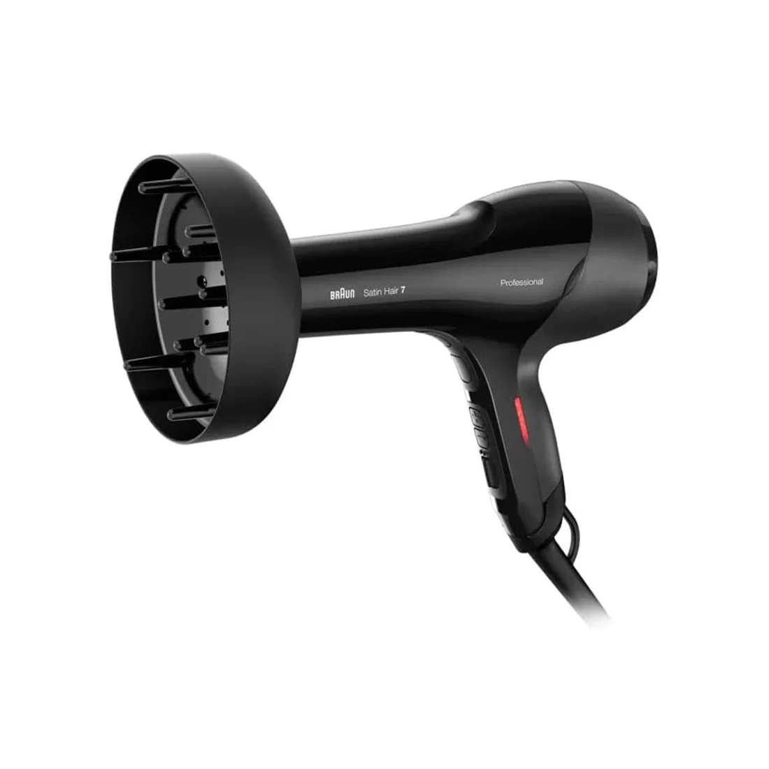Satin Hair 7 SensoDryer Black Hair Dryer with Diffuser, 2000W by Braun