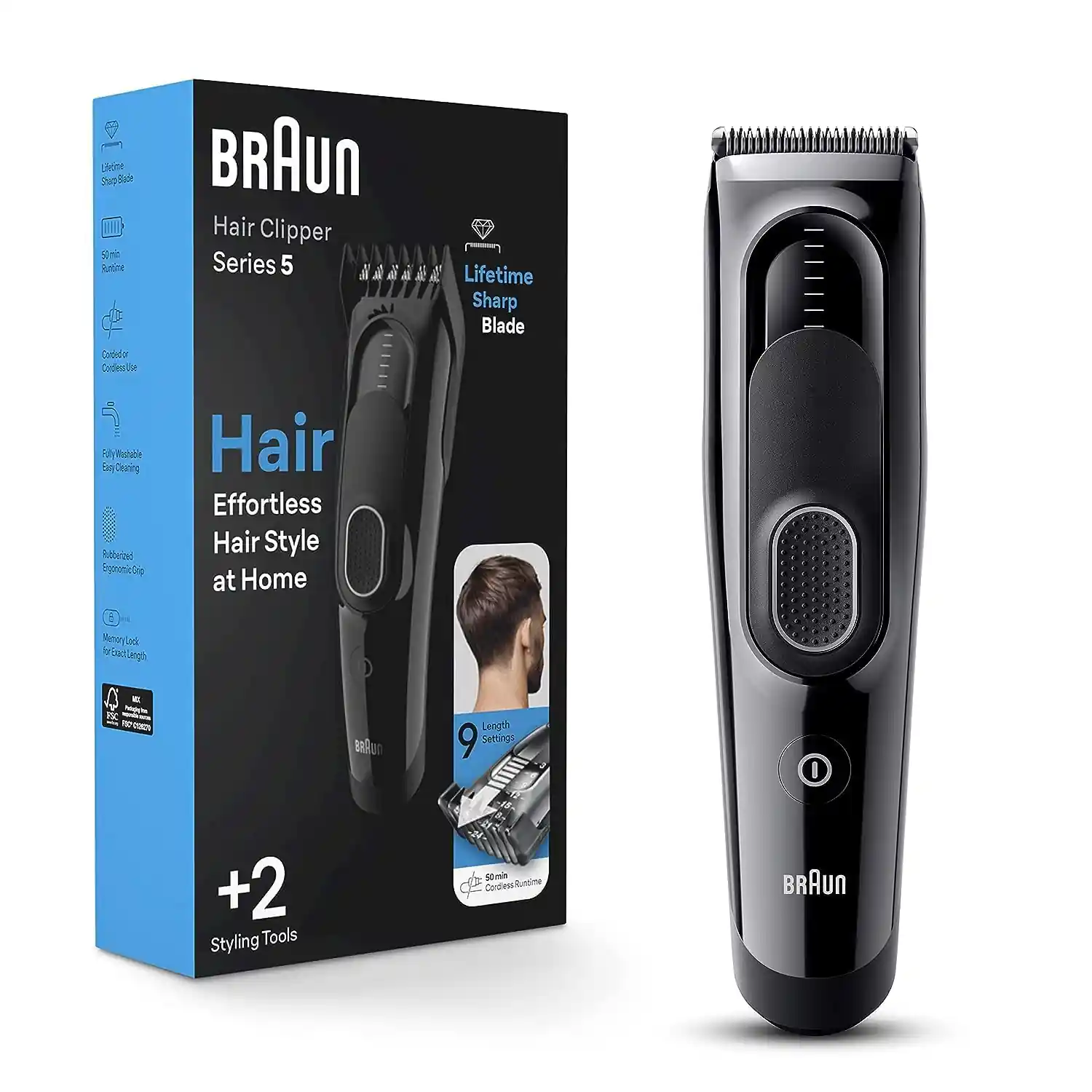 Hair Clipper HC5310 with 9 Length Settings for Men, cordless