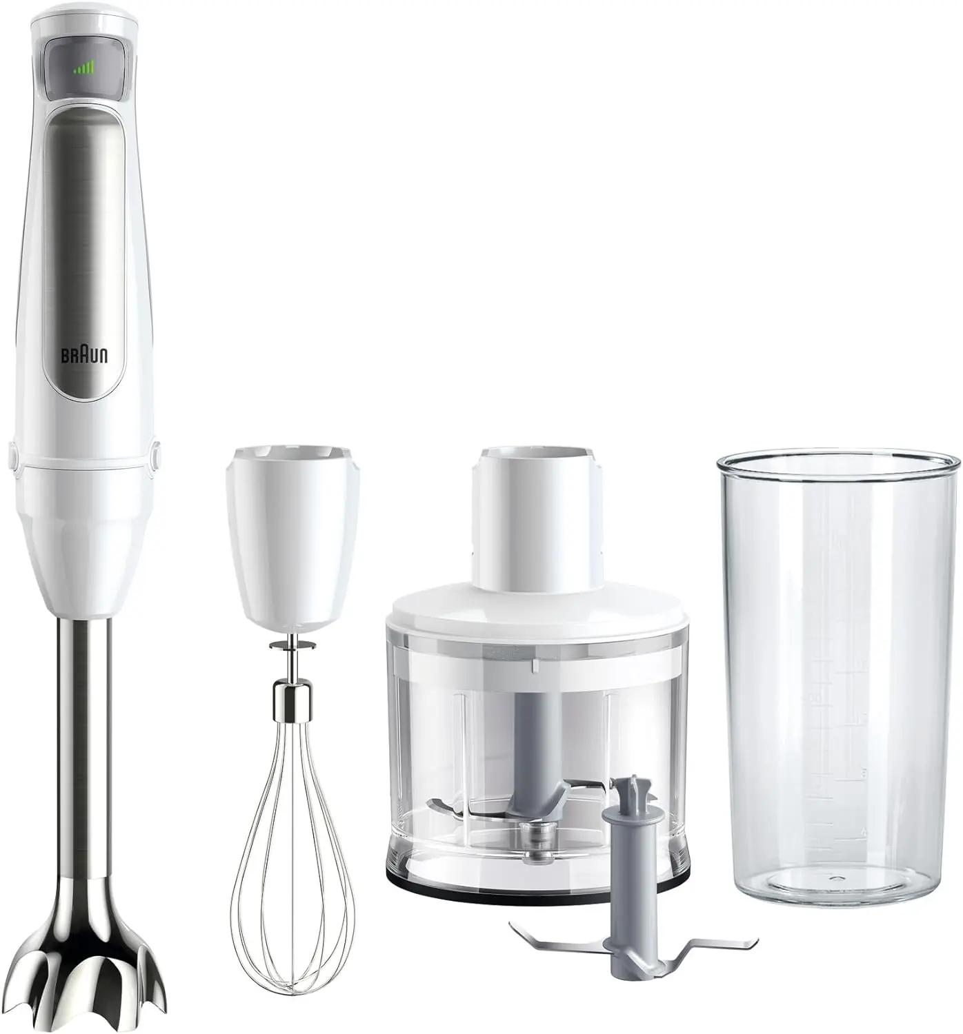 MultiQuick 7 White Hand Blender with Chopper and Beaker, Braun