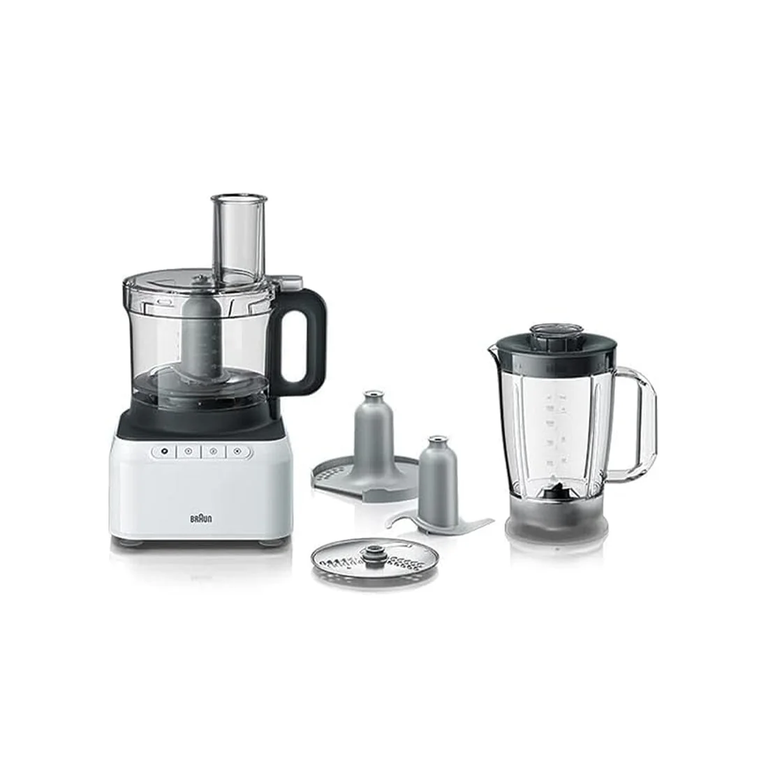 PureEase White Food Processor with Blender, 2 Speeds, 2.1L Bowl by Braun
