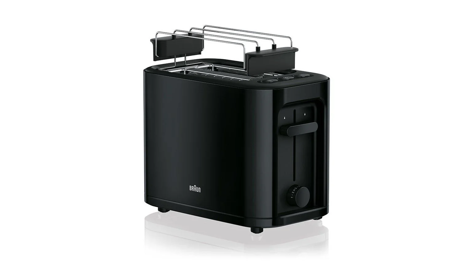 PurEase Black Toaster HT3010, 7 Browning Settings, 1000W by Braun