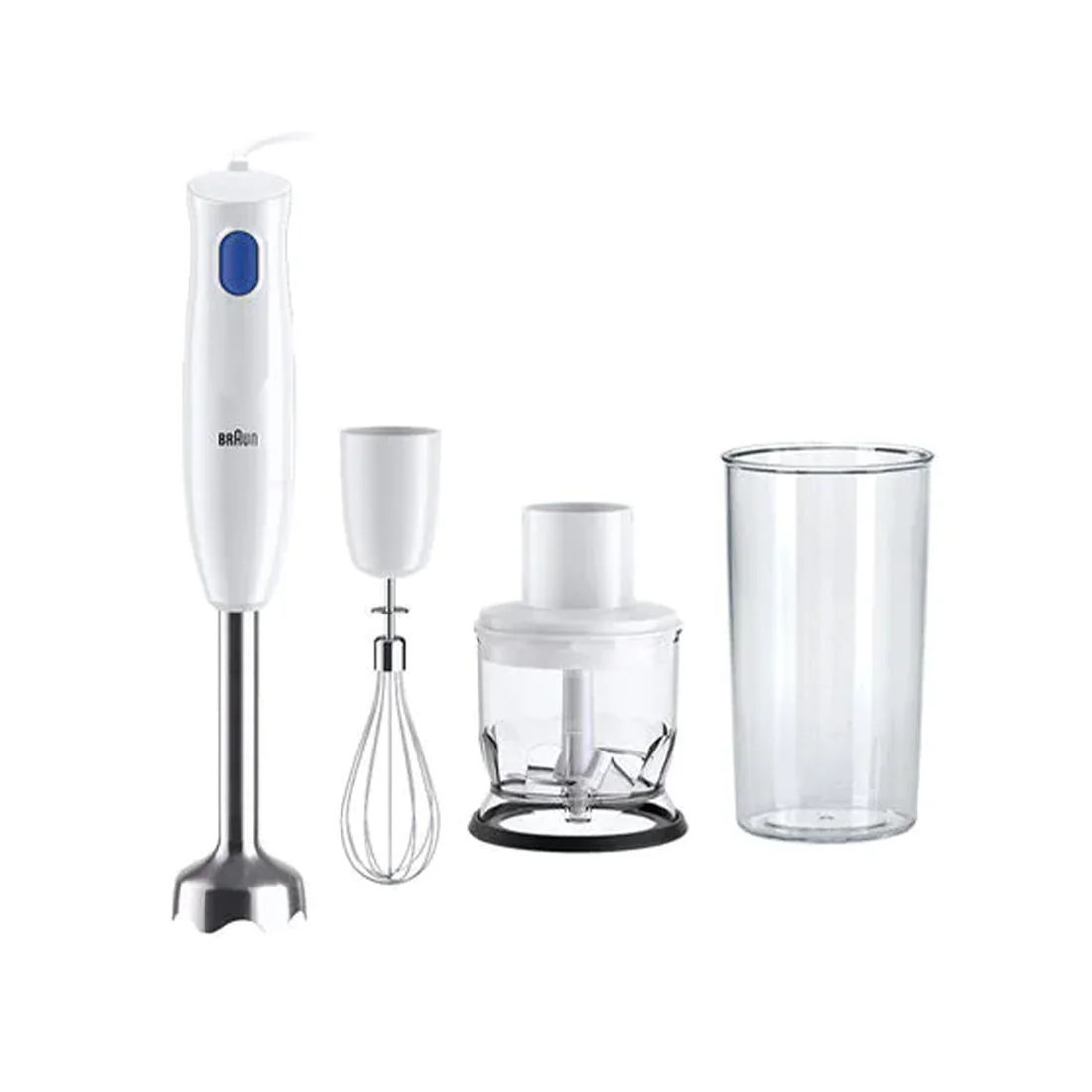 MultiQuick 1 White Hand Blender with Chopper, Whisk, Beaker, 450W