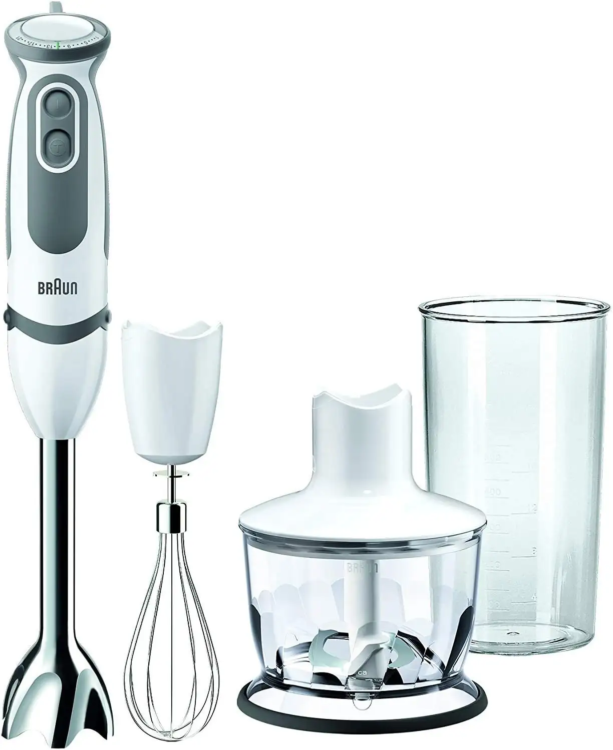 MultiQuick 5 White Hand Blender with Attachments, 21 Speeds, Braun